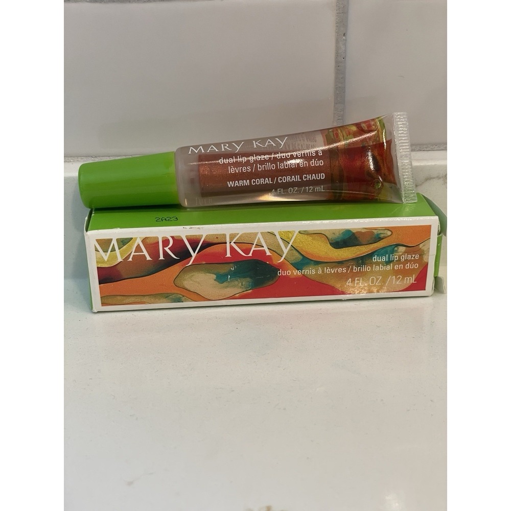 Mary Kay Dual Lip Glaze Gloss Color Warm Coral Shimmer 0.4 fl oz/12 ml New
